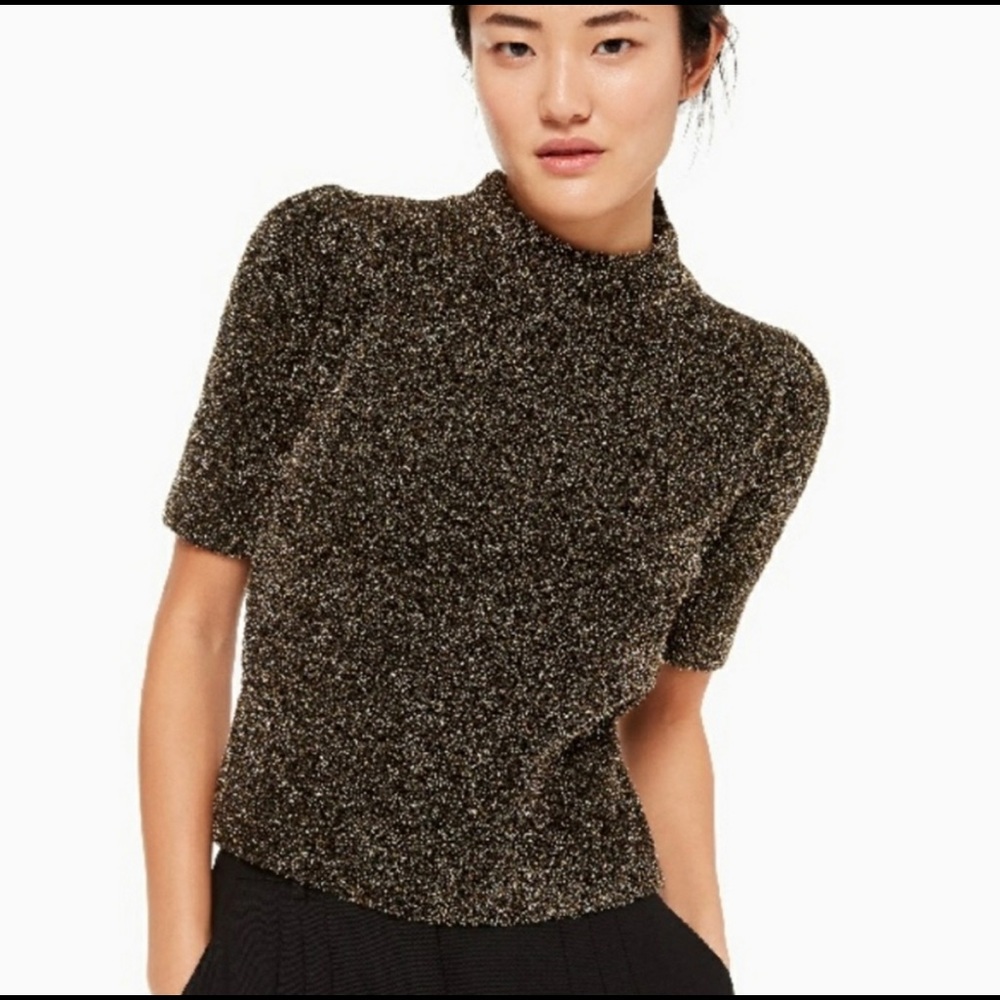 Kate Spade Gold Metallic Fuzzy Sweater